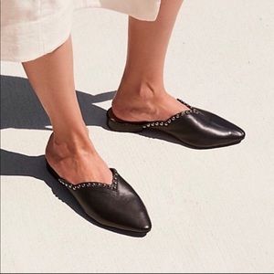 free people black leather port flat mule